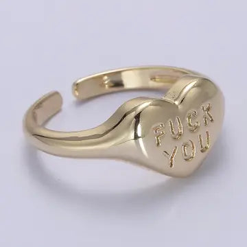 Dainty Gold Ring Open Adjustable Signet Ring Gold