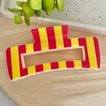 Red & Yellow Striped Claw Clip