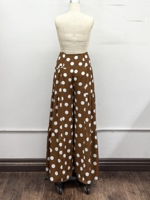 Tiered Polka Dot Wide Leg Pants