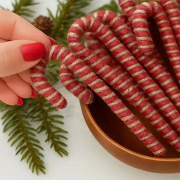 5" Rustic Jute Candy Cane Ornaments