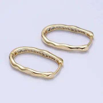 14K Gold Filled Oblong Hammered Geometric