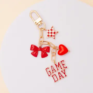 Game Day Bag Charm Keychain Red White