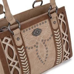 Montana West Cut out Embroidered Conceal/Carry Tote - Tan
