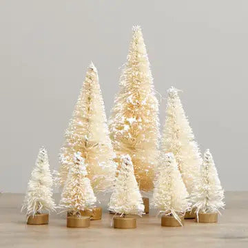 Frosted Cream Bottle Brush Sisal Trees