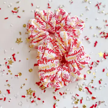 White Kansas City Cursive Oversized Scrunchy