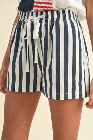 4th Of July Striped Cotton Twill Mini Shorts