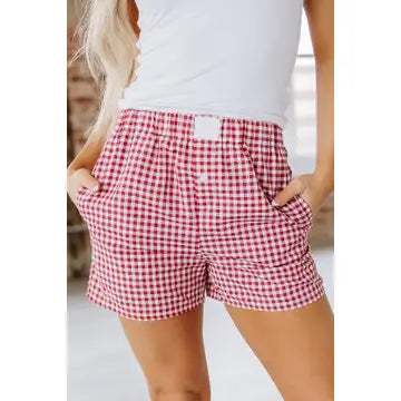 Red and White Plaid Shorts