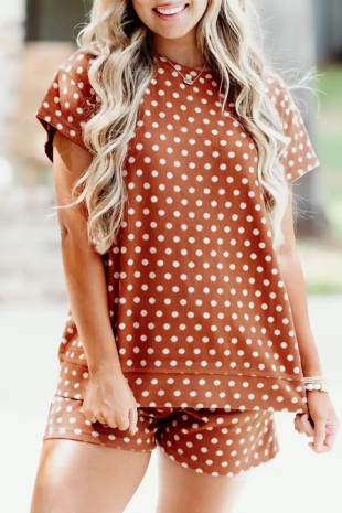 Polka Dot Spring Lounge Set Shorts Outfit