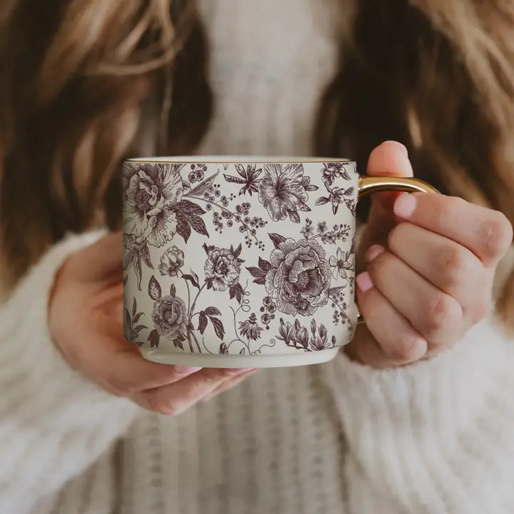 Brown Delft Gold Handle Mug