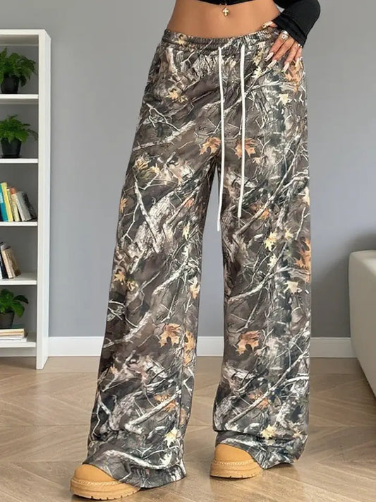 Fashion Stretch Waist Camo Print Pants