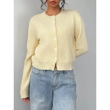 Yellow Long Sleeved Knitted Cardigan