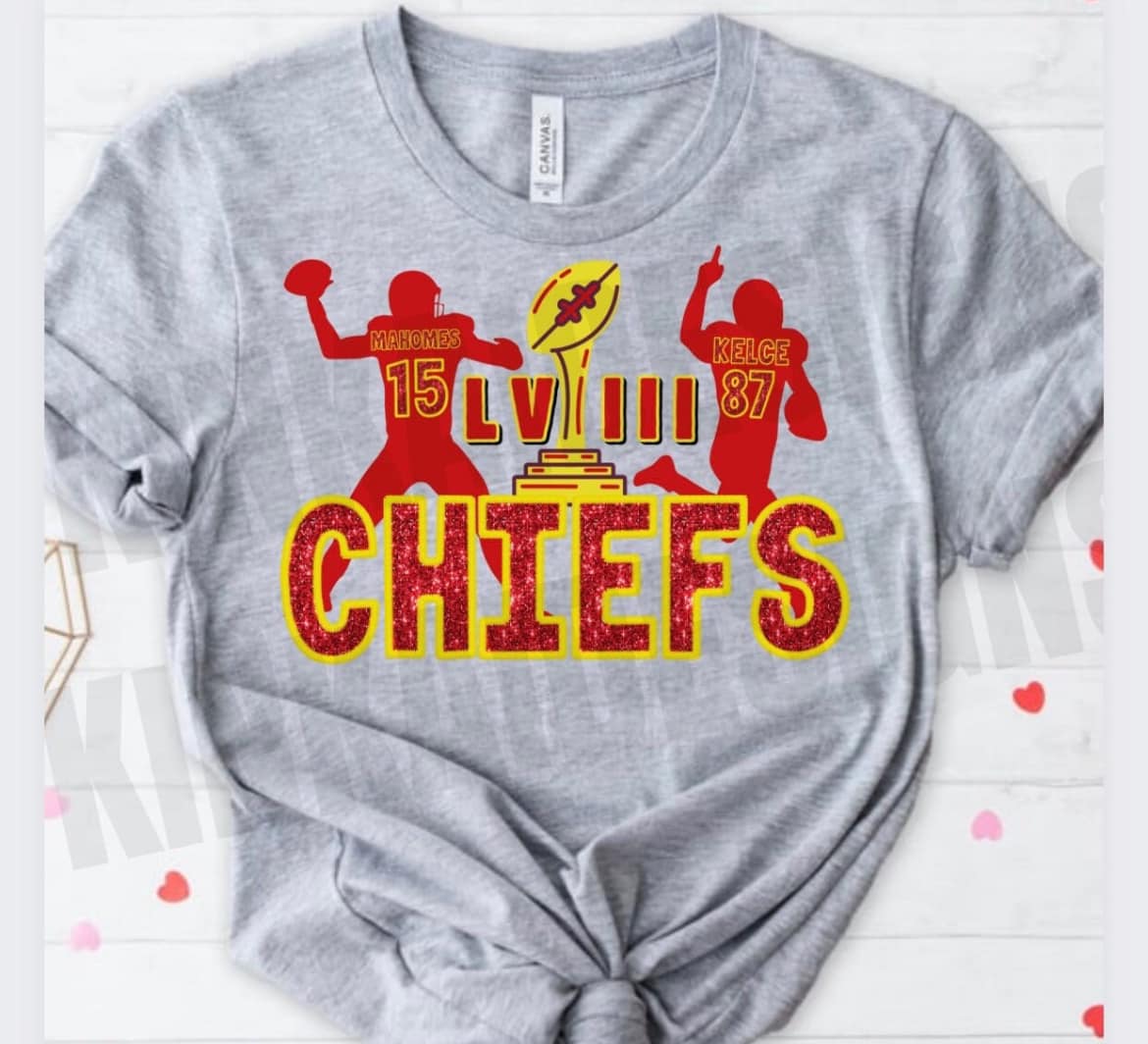 Mahomes & Kelce with Glitter Chiefs