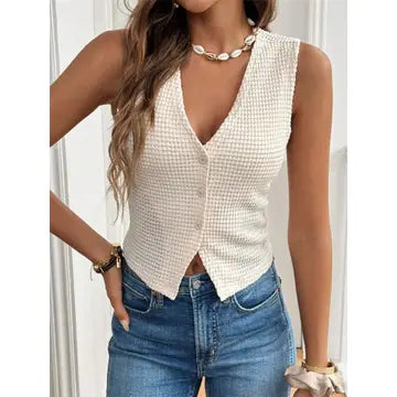 Waistcoat Buttoned Tank Top