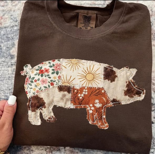 Faux Embroidered Pig