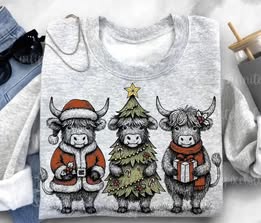 Highland Cow Christmas Trio