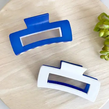 Blue and White Claw Clip