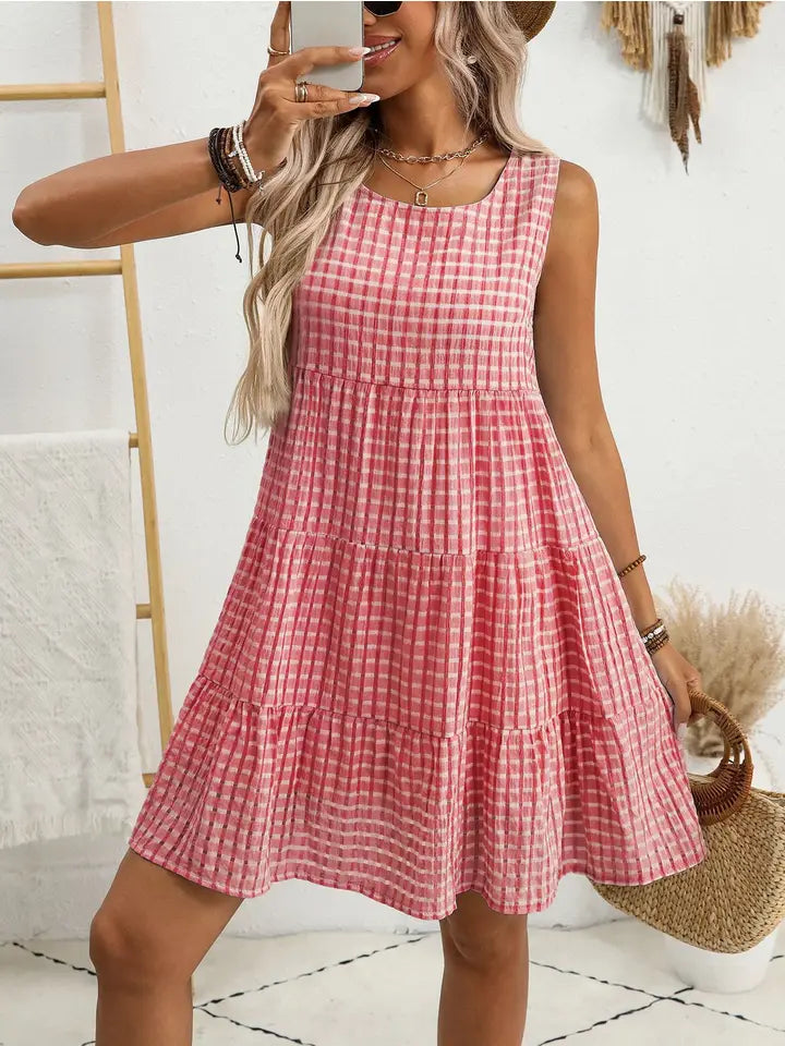 Checkered Red Dress