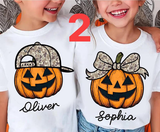 Personalized Orange/Camo Pumpkin