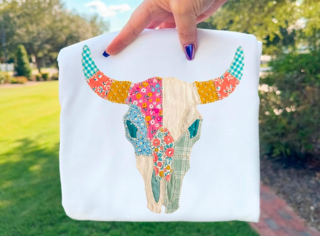 Patchwork Bull Skull