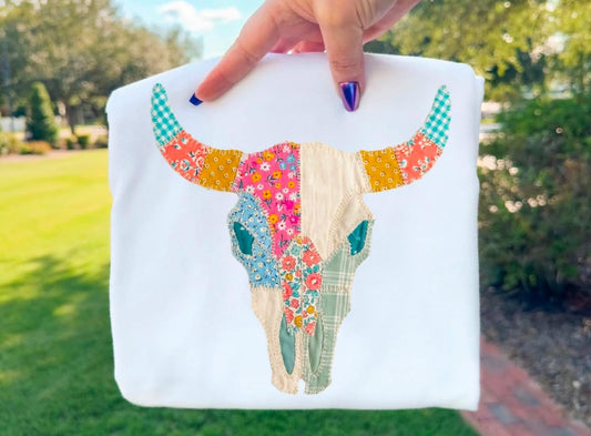 Patchwork Bull Skull