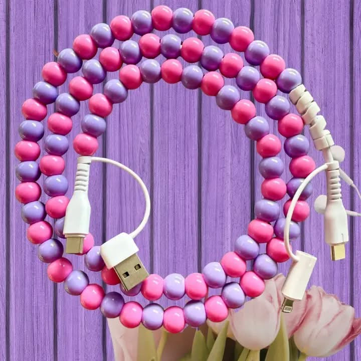 4 Way Charge Cable - purple & pink