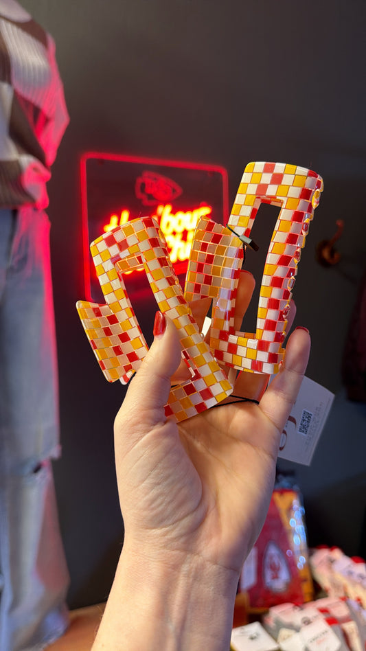 Red/Gold Checkered Claw Clip