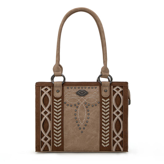 Montana West Cut out Embroidered Conceal/Carry Tote - Tan