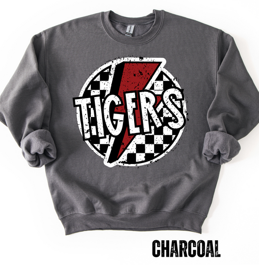 Tigers Checkered Lightning Bolt