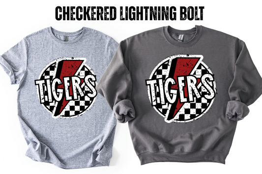 Tigers Checkered Lightning Bolt