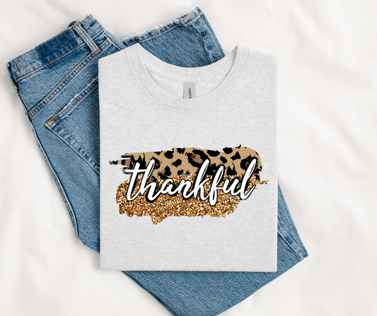 Leopard Glitter Thankful