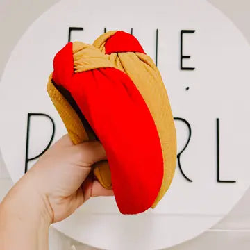 Gold Red Colorblock Kc Chiefs Knotted Headband