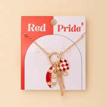 Red Pride Football Necklace